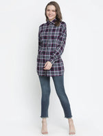 Check Print Button-Down Women Tunic