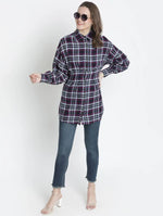 Check Print Button-Down Women Tunic