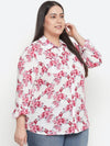 Wiser Pink Floral Print Cottan Meld Plus Szie Women Shirt