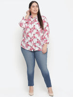 Wiser Pink Floral Print Cottan Meld Plus Szie Women Shirt