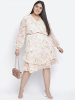 Peach Bnez Floral Print Plus Size Women Dress