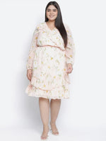 Peach Bnez Floral Print Plus Size Women Dress