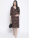 Tenor Floral Print Multicolor Maternity Dress