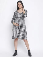 Chic Check Print Maternity Dress