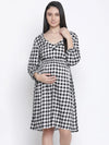 Chic Check Print Maternity Dress