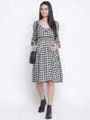 Chic Check Print Maternity Dress