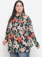 Scandle floral print plus size women shirt