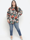 Scandle floral print plus size women shirt