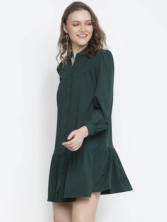 Vancy Green Button-Down Women Dress