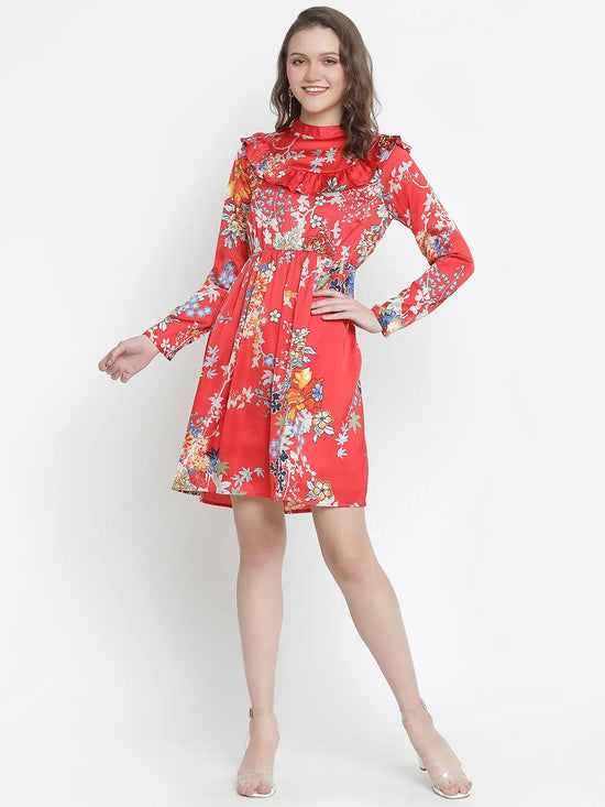 Colourpop floral print ruffle women dress