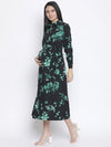 Tora Black Floral Print Long Maternity Dress