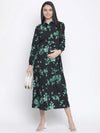 Tora Black Floral Print Long Maternity Dress