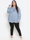 Verve Blue Polka Dot Plus Size Women Top