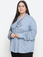 Verve Blue Polka Dot Plus Size Women Top