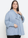 Verve Blue Polka Dot Plus Size Women Top