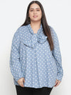 Verve Blue Polka Dot Plus Size Women Top