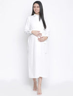 Hopple White Button- Down Long Maternity Dress