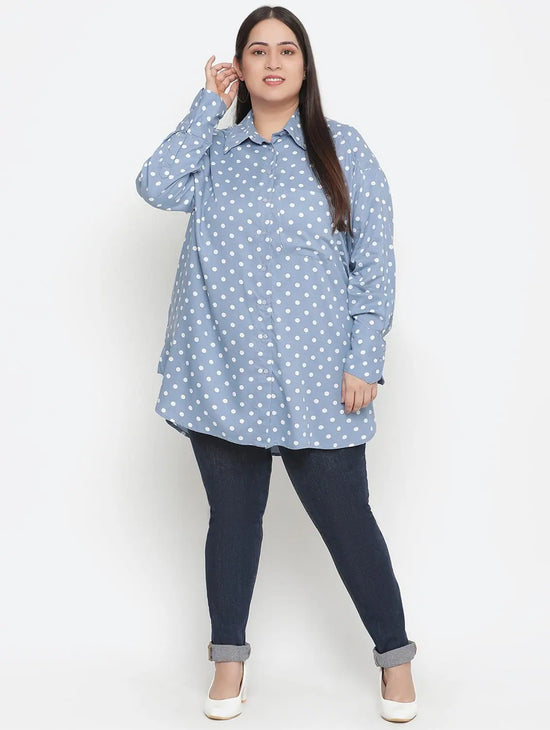 Fashable Polka Print Women Plus Size Shirt