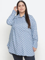 Fashable Polka Print Women Plus Size Shirt