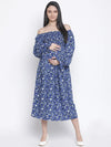 Designer Floral Print Off-Shoulder Maternity Dress