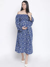 Designer Floral Print Off-Shoulder Maternity Dress