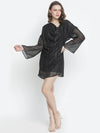 Glossy black party wear women dress