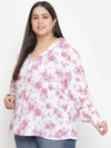 Full Of Love Light Pink Floral Print Plus Size Women Shirt