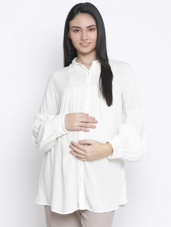 Gizzling White Maternity Shirt