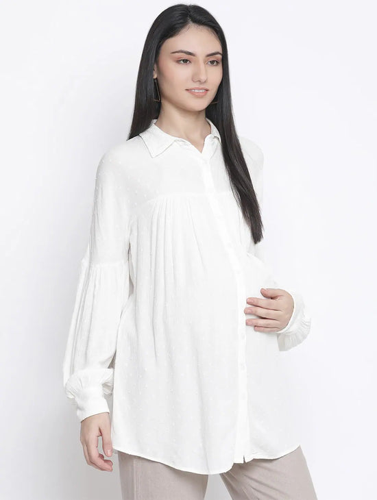 Gizzling White Maternity Shirt