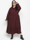 Runway Solid Wine Stylish Plus Szie Women Dress