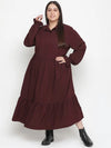 Runway Solid Wine Stylish Plus Szie Women Dress