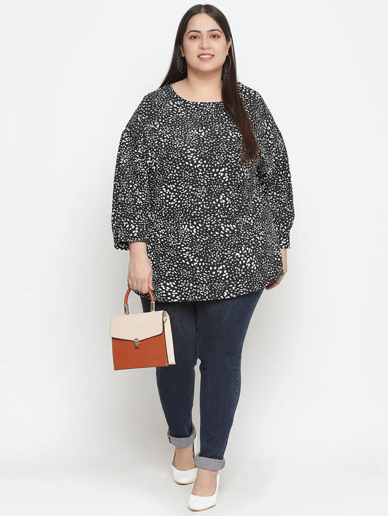 Embargo Balck Animal Print Plus Size Women Top