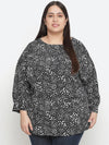 Embargo Balck Animal Print Plus Size Women Top