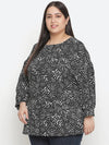 Embargo Balck Animal Print Plus Size Women Top