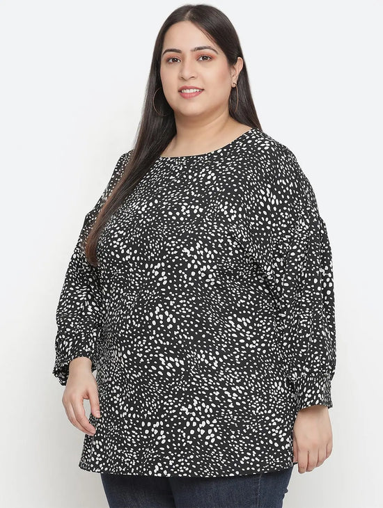 Embargo Balck Animal Print Plus Size Women Top