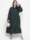 Adore Solid Green Classy Plus Size Women Dress