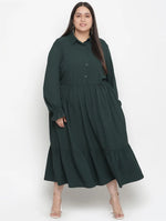 Adore Solid Green Classy Plus Size Women Dress