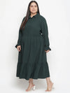 Adore Solid Green Classy Plus Size Women Dress