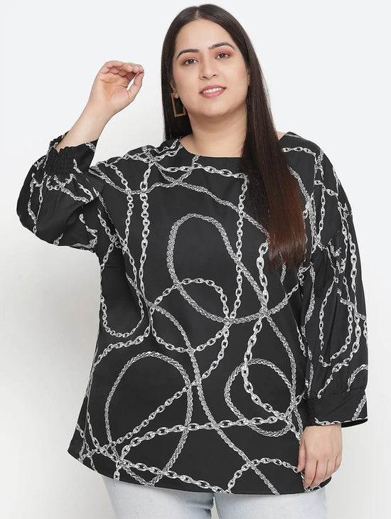 String Pattern Print Plus Size Women Top