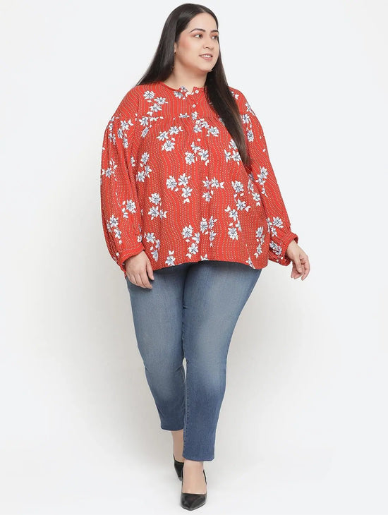 Mix Of Colors Floral Print Pluss Size Women Top