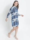 Atlante Blue Tropical Print Women Dress