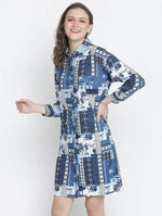 Atlante Blue Tropical Print Women Dress