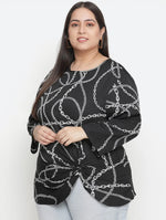 Chain Nest Fashionable Print Plus Size Women Top