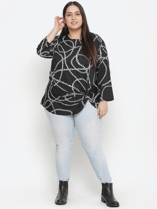 Chain Nest Fashionable Print Plus Size Women Top