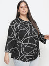 Chain Nest Fashionable Print Plus Size Women Top