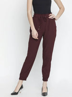 Wanner solid wine elsaticated women pant