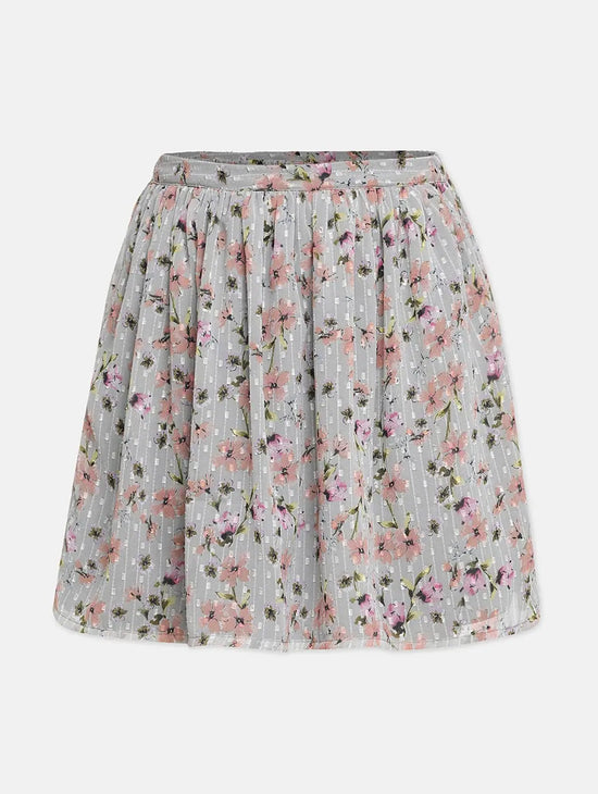 Great Grey Floral Print Girl Skirt