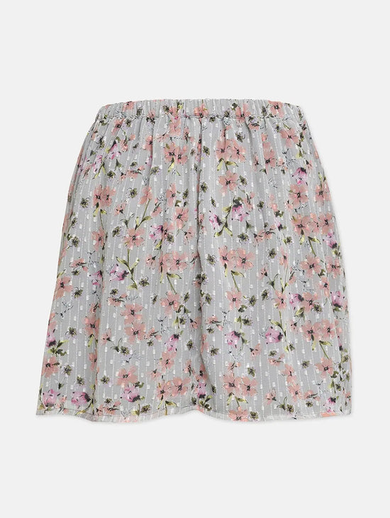 Great Grey Floral Print Girl Skirt