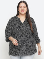 Magnectic Black Floral Print Plus Zie Women Top