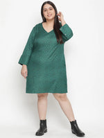 Heavenly Green Printed Plus Size Dress